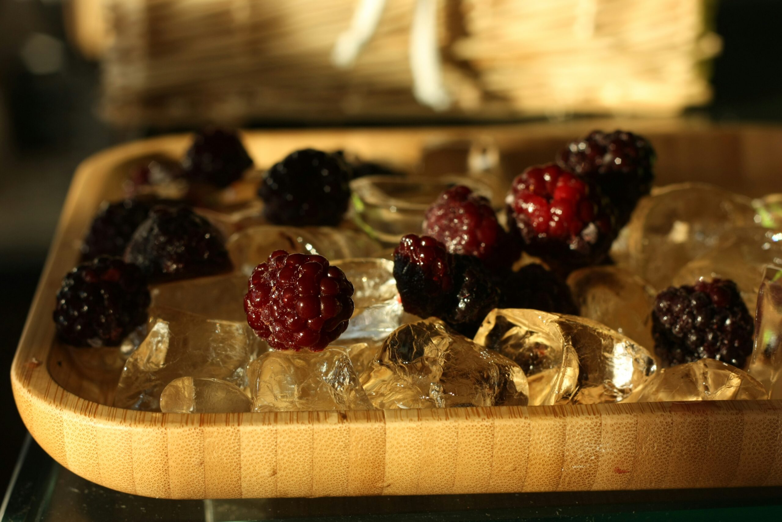 Freshly made organic juices on a wooden table