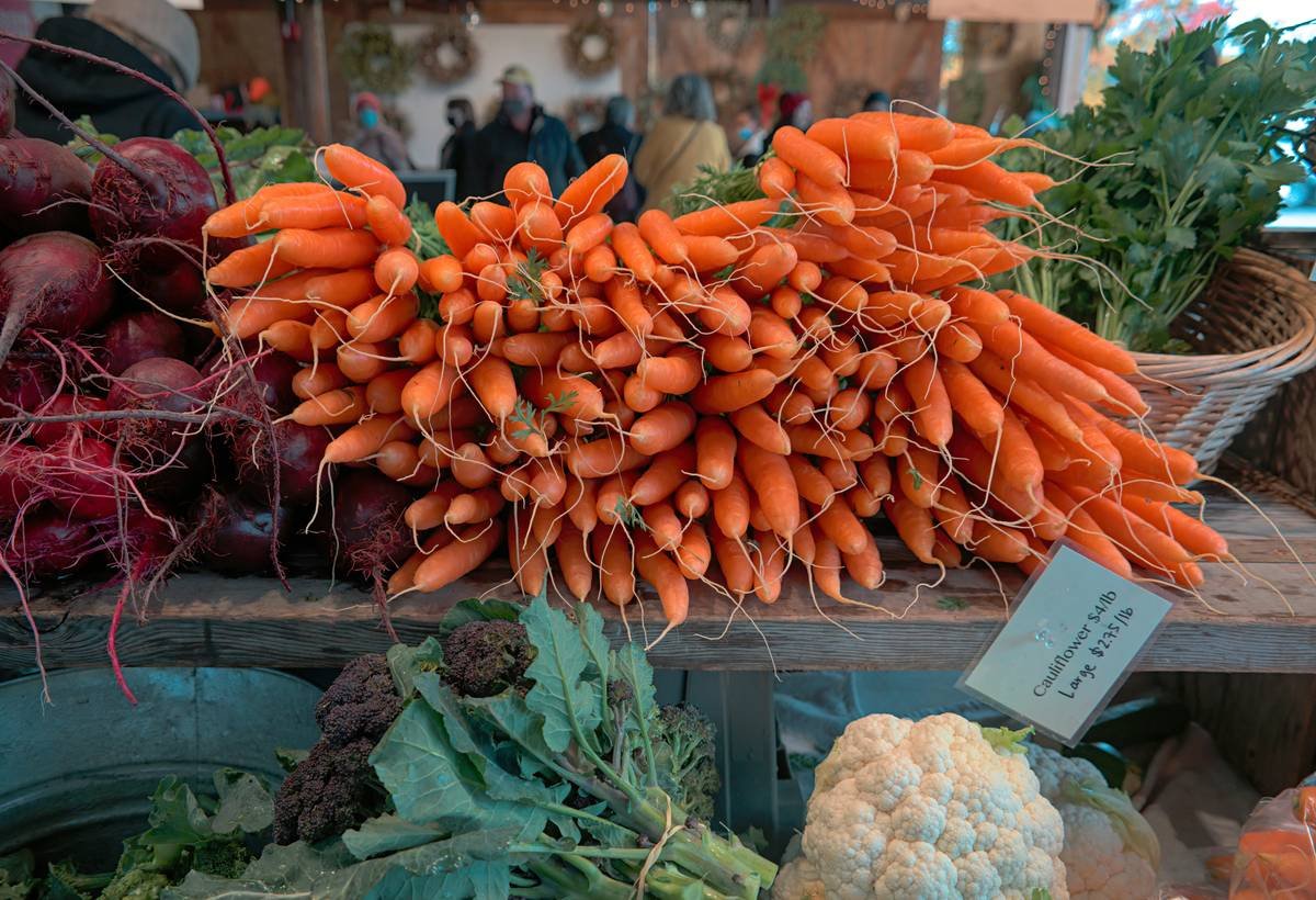 Fresh vegetables at the Farmers market in Olympia, Washington